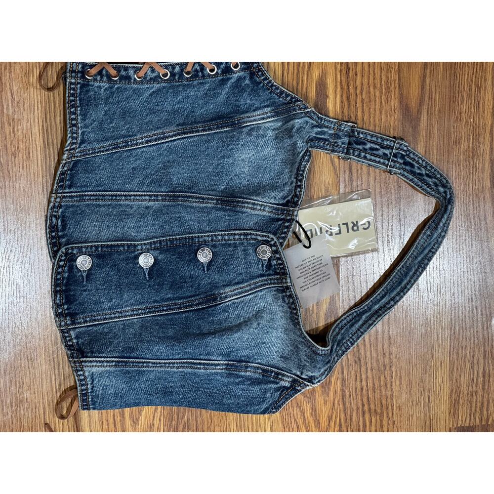GRLFRND Phoebe Laced Halter Top Nashville Suede Brown Boho Chic Size medium - Picture 11 of 14